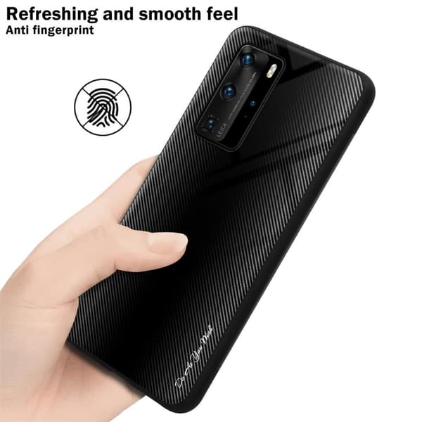Deksel til Huawei P40 PRO / P40 PRO+ Stripe optics Silikondeskel laget av TPU-silikon og bakside av herdet glass