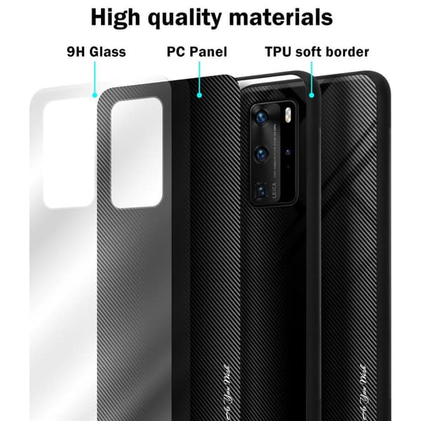 Deksel til Huawei P40 PRO / P40 PRO+ Stripe optics Silikondeskel laget av TPU-silikon og bakside av herdet glass