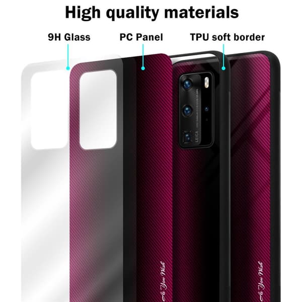 Huawei P40 PRO / P40 PRO+ Skal Fodral Case Cover Randigt utseende i TPU-silikon och baksida i härdat glas Skyddsfodral