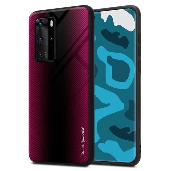 Huawei P40 PRO / P40 PRO+ Skal Fodral Case Cover Randigt utseende i TPU-silikon och baksida i härdat glas Skyddsfodral