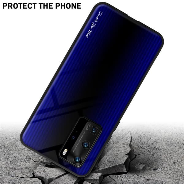 Huawei P40 PRO / P40 PRO+ Skal Fodral Case Cover Randigt utseende i TPU-silikon och baksida i härdat glas Skyddsfodral