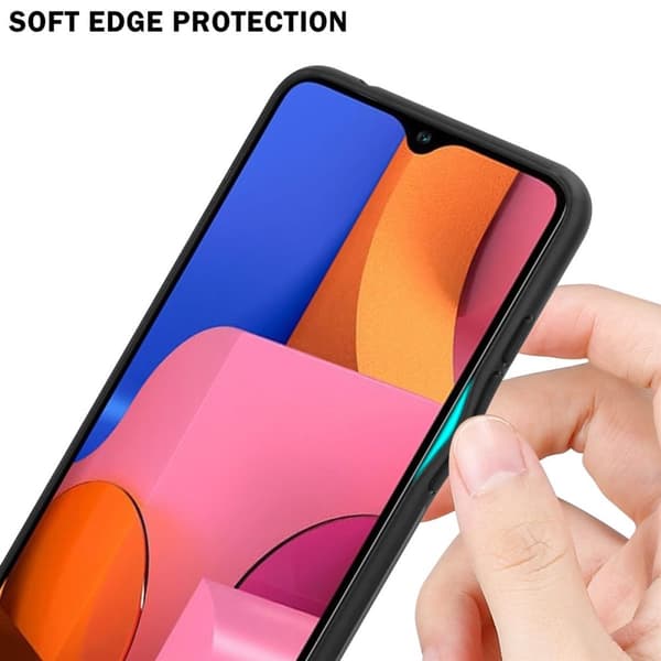 Deksel til Samsung Galaxy A20s Stripe optics Silikondeskel laget av TPU-silikon og bakside av herdet glass