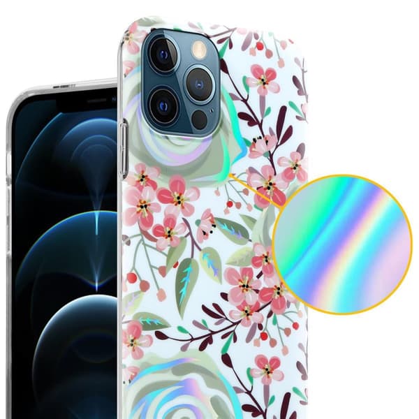 Deksel til iPhone 12 PRO MAX Lommebokdeskel av TPU-silikon med blomstermønster