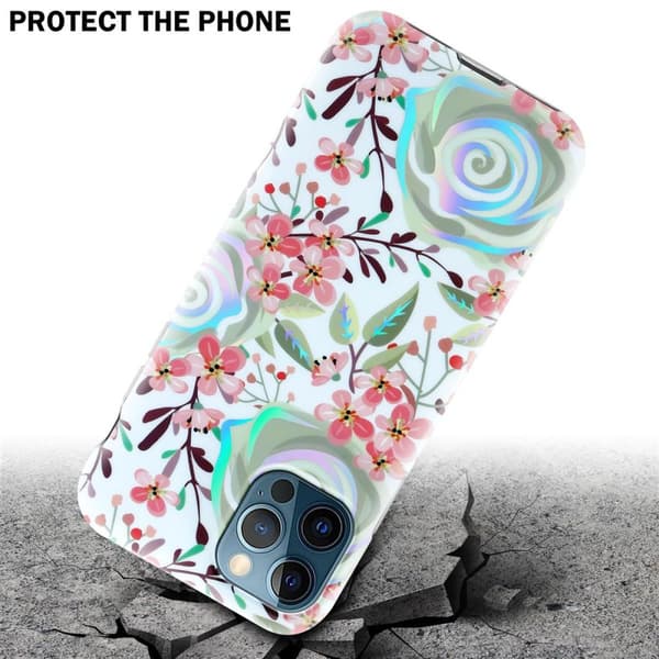 Deksel til iPhone 12 PRO MAX Lommebokdeskel av TPU-silikon med blomstermønster