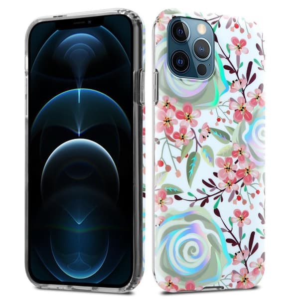 Deksel til iPhone 12 PRO MAX Lommebokdeskel av TPU-silikon med blomstermønster