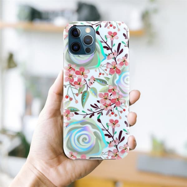 Deksel til iPhone 12 PRO MAX Lommebokdeskel av TPU-silikon med blomstermønster
