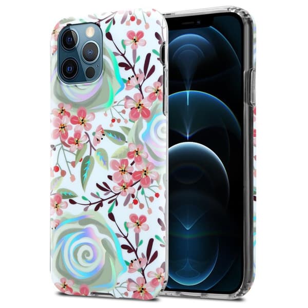 Deksel til iPhone 12 PRO MAX Lommebokdeskel av TPU-silikon med blomstermønster