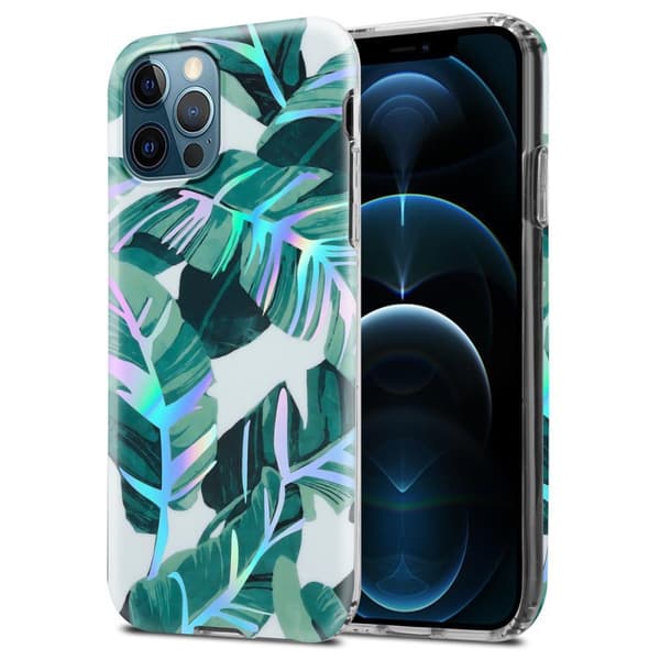 Deksel til iPhone 12 PRO MAX Lommebokdeskel av TPU-silikon med blomstermønster BANANBLAD