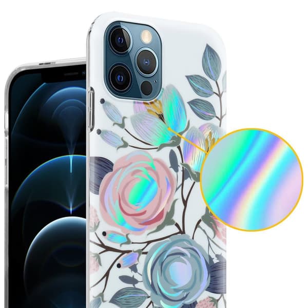 Deksel til iPhone 12 PRO MAX Lommebokdeskel av TPU-silikon med blomstermønster