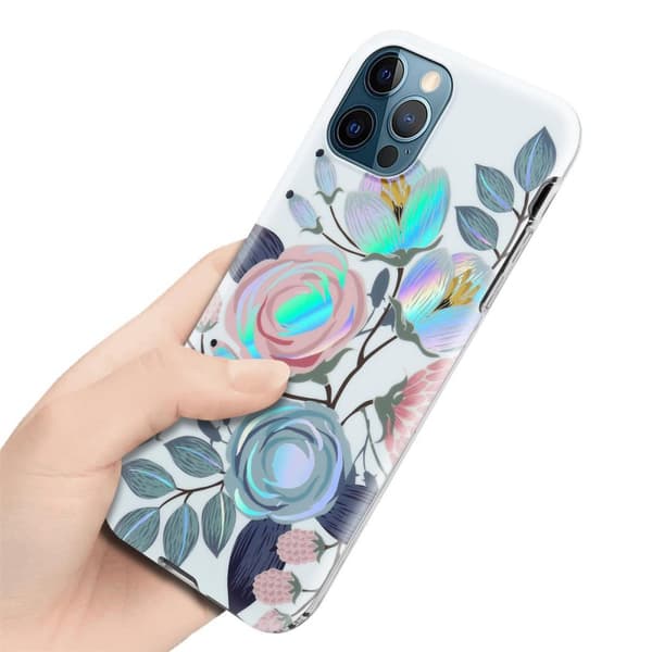 Deksel til iPhone 12 PRO MAX Lommebokdeskel av TPU-silikon med blomstermønster
