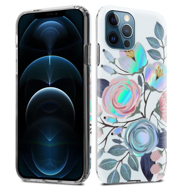 Deksel til iPhone 12 PRO MAX Lommebokdeskel av TPU-silikon med blomstermønster