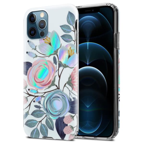 Deksel til iPhone 12 PRO MAX Lommebokdeskel av TPU-silikon med blomstermønster