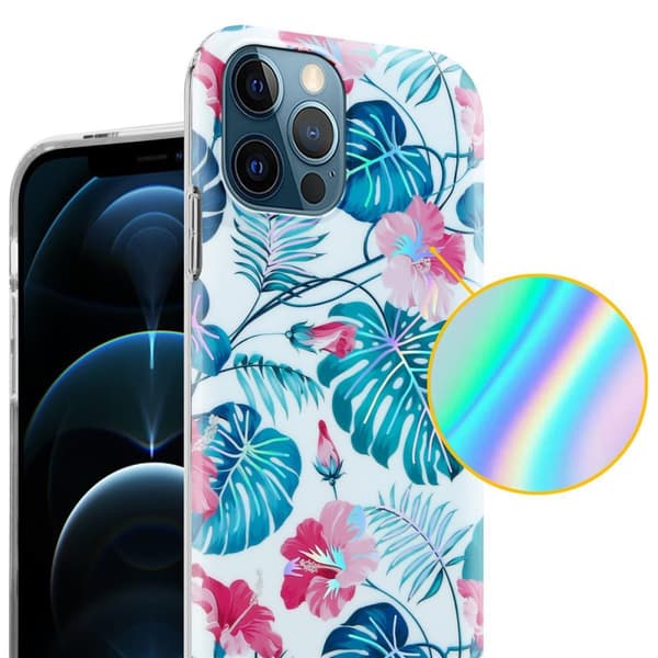 Deksel til iPhone 12 PRO MAX Lommebokdeskel av TPU-silikon med blomstermønster