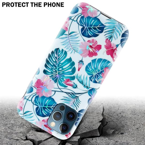 Deksel til iPhone 12 PRO MAX Lommebokdeskel av TPU-silikon med blomstermønster