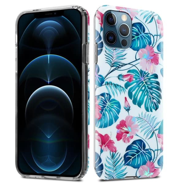 Deksel til iPhone 12 PRO MAX Lommebokdeskel av TPU-silikon med blomstermønster