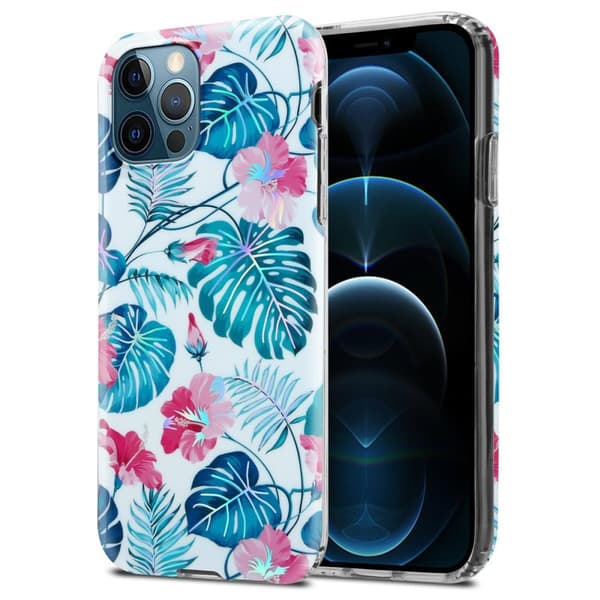 Deksel til iPhone 12 PRO MAX Lommebokdeskel av TPU-silikon med blomstermønster