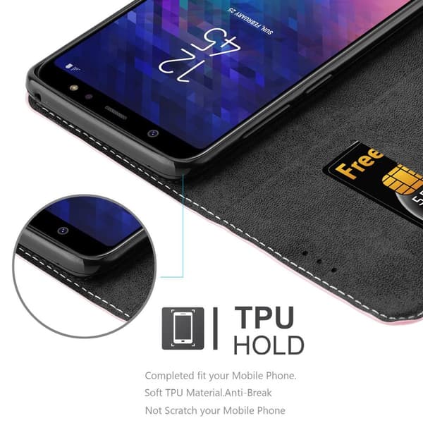 Samsung Galaxy A6 PLUS 2018 Suojakotelo Suojakuori Lompakkokotelo Matkapuhelinkotelo jossa magneettisuljenta, jalusta-toiminto ja korttitasku