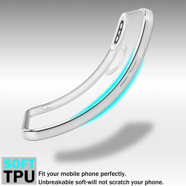 Deksel til iPhone XS MAX Beskyttelsesdeksel av fleksibelt TPU-silikon med kromapplikasjon