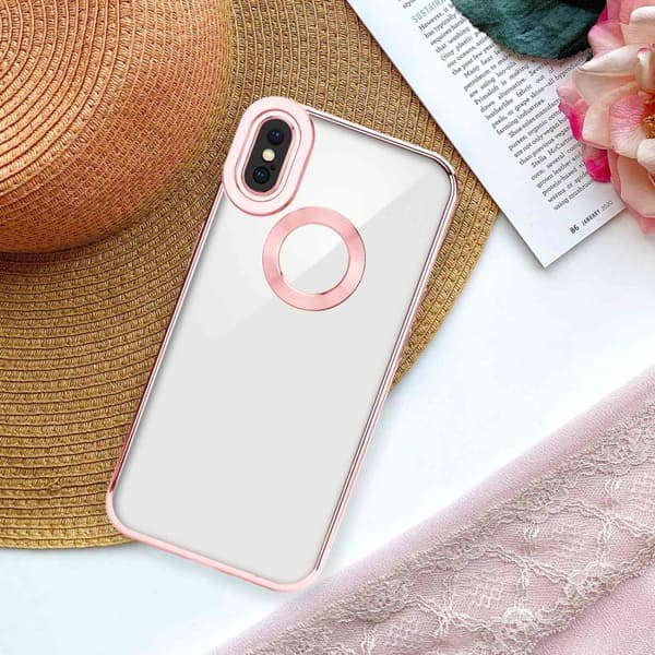 Deksel til iPhone XS MAX Beskyttelsesdeksel av fleksibelt TPU-silikon med kromapplikasjon