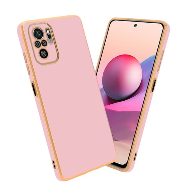 Xiaomi RedMi NOTE 10 4G / RedMi NOTE 11 4G Suojakuori Suojakotelo joka on valmistettu joustavasta TPU-silikonista ja jossa on kameran suojaus Kiiltävä pinkki - kulta
