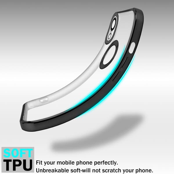 Deksel til iPhone XR Beskyttelsesdeksel av fleksibelt TPU-silikon med kromapplikasjon