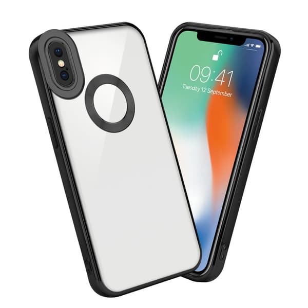 iPhone X / XS Cover Etui Case () Gennemsigtig - Sort