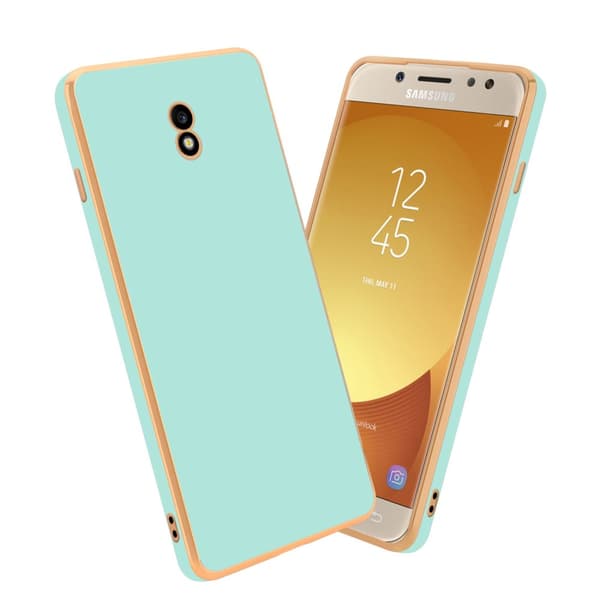 Silikondeksel til Samsung Galaxy J5 2017 med kamerabeskyttelse Glanset mintgrønt gull