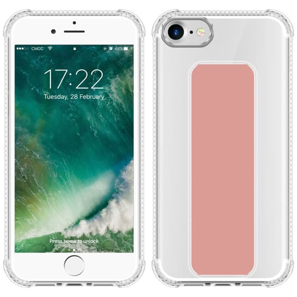 Deksel til iPhone 7 / 7S / 8 / SE 2020 Beskyttelsesdeksel av fleksibelt TPU-silikon med holder og stativfunksjon