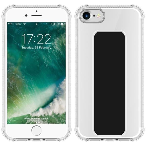Deksel til iPhone 7 / 7S / 8 / SE 2020 Beskyttelsesdeksel av fleksibelt TPU-silikon med holder og stativfunksjon