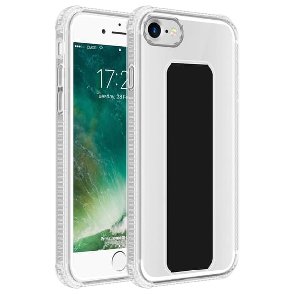 Deksel til iPhone 7 / 7S / 8 / SE 2020 Beskyttelsesdeksel av fleksibelt TPU-silikon med holder og stativfunksjon