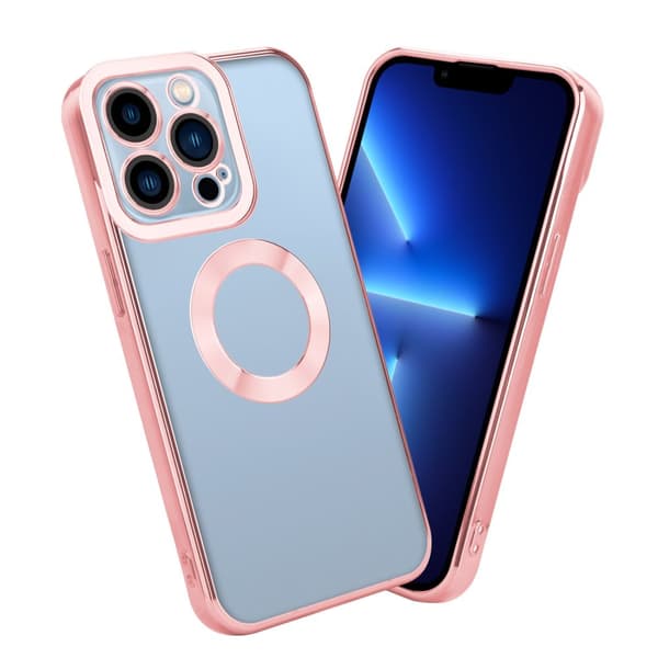iPhone 13 PRO MAX Suojakuori Suojakotelo joustavasta TPU-silikonista jossa on kromisovellus Läpinäkyvä - vaaleanpunainen