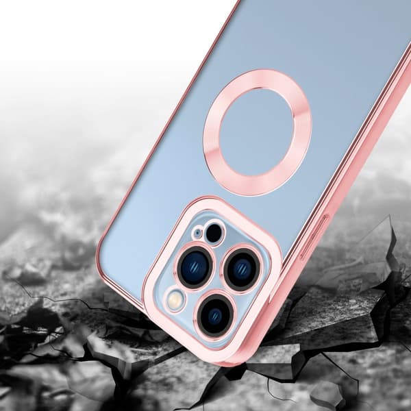 iPhone 13 PRO MAX Skal Fodral av flexibelt TPU-silikon med Chrome-applikation Mobilskydd