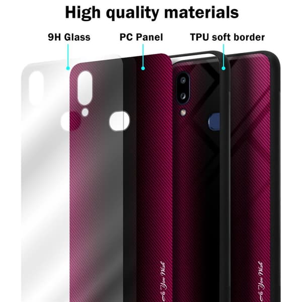 Samsung Galaxy A10s / M01s Suojakuori Suojakotelo TPU-silikonista valmistettu raitaoptiikan suojakansi ja karkaistusta lasista valmistettu takapuoli