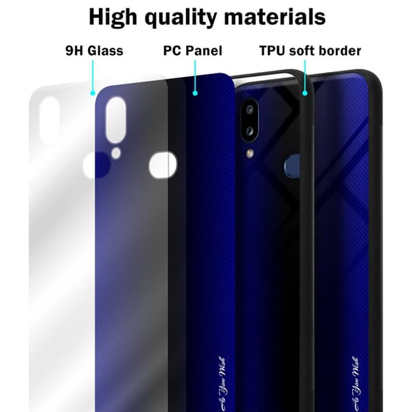 Samsung Galaxy A10s / M01s Suojakuori Suojakotelo TPU-silikonista valmistettu raitaoptiikan suojakansi ja karkaistusta lasista valmistettu takapuoli