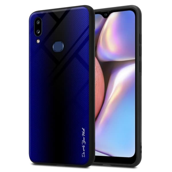 Samsung Galaxy A10s / M01s Suojakuori Suojakotelo TPU-silikonista valmistettu raitaoptiikan suojakansi ja karkaistusta lasista valmistettu takapuoli KOBOLTTIVILLA