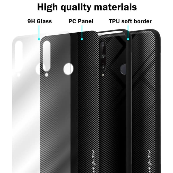 Huawei P40 LITE E Skal Fodral Case Cover Randigt utseende i TPU-silikon och baksida i härdat glas Skyddsfodral