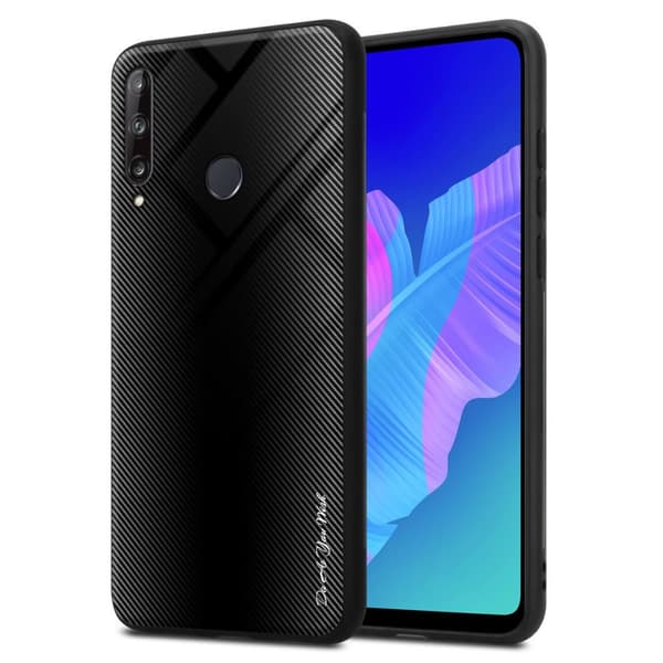 Huawei P40 LITE E Skal Fodral Case Cover Randigt utseende i TPU-silikon och baksida i härdat glas Skyddsfodral