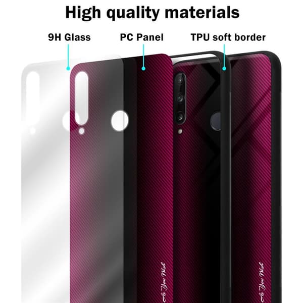 Huawei P40 LITE E Skal Fodral Case Cover Randigt utseende i TPU-silikon och baksida i härdat glas Skyddsfodral