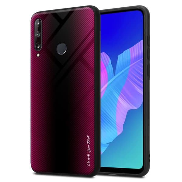 Huawei P40 LITE E Skal Fodral Case Cover Randigt utseende i TPU-silikon och baksida i härdat glas Skyddsfodral