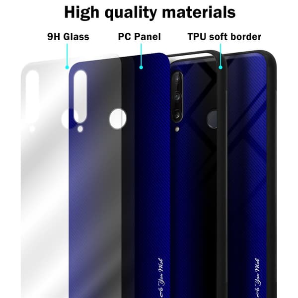 Huawei P40 LITE E Skal Fodral Case Cover Randigt utseende i TPU-silikon och baksida i härdat glas Skyddsfodral
