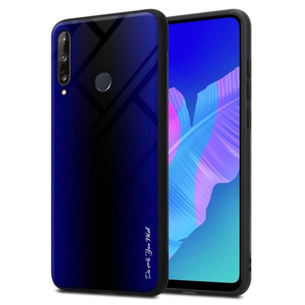 Huawei P40 LITE E Skal Fodral Case Cover Randigt utseende i TPU-silikon och baksida i härdat glas Skyddsfodral