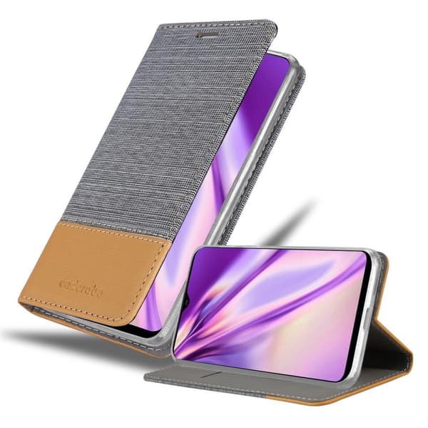 Samsung Galaxy A50 4G / A50s / A30s Suojakotelo Suojakuori Lompakkokotelo Matkapuhelinkotelo jossa magneettisuljenta, jalusta-toiminto ja korttitasku VAALEAN HARMAA RUSKEA