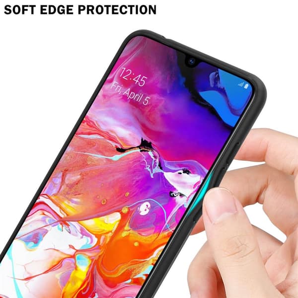 Samsung Galaxy A70 / A70s Suojakuori Suojakotelo TPU-silikonista valmistettu raitaoptiikan suojakansi ja karkaistusta lasista valmistettu takapuoli