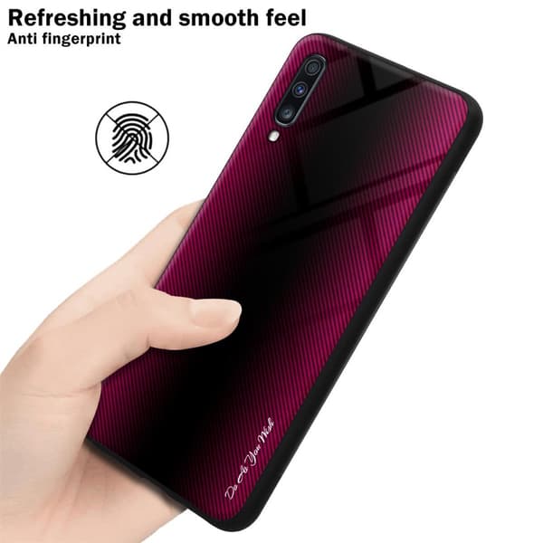 Samsung Galaxy A70 / A70s Suojakuori Suojakotelo TPU-silikonista valmistettu raitaoptiikan suojakansi ja karkaistusta lasista valmistettu takapuoli