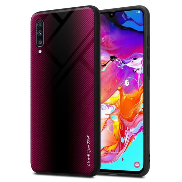 Samsung Galaxy A70 / A70s Suojakuori Suojakotelo TPU-silikonista valmistettu raitaoptiikan suojakansi ja karkaistusta lasista valmistettu takapuoli