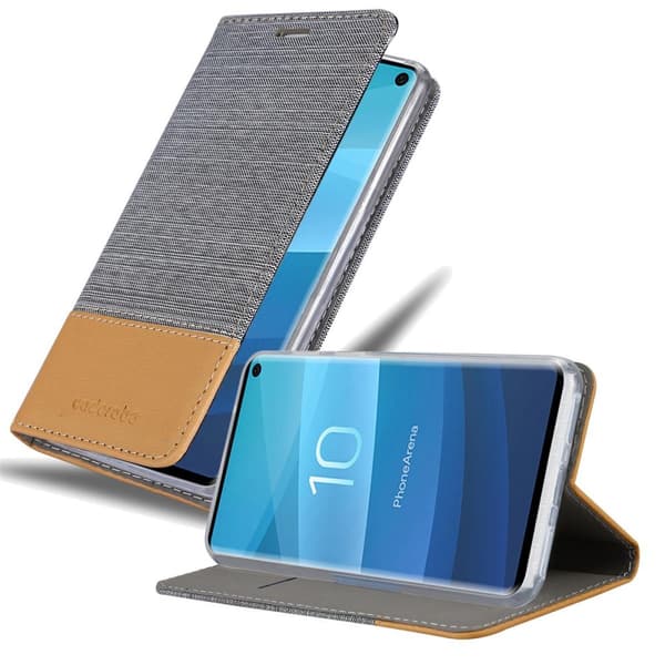 Deksel til Samsung Galaxy S10 5G Lommebokdeksel med magnetisk lukking, stativfunksjon og kortlomme LYS GRÅ BRUN