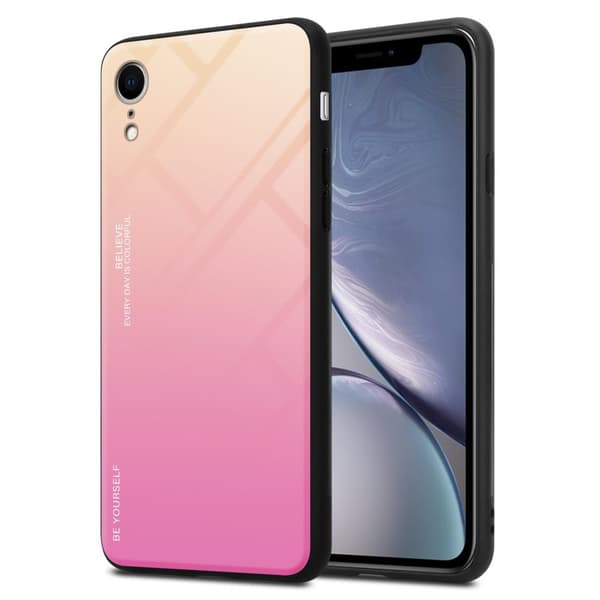 iPhone XR Skal Fodral i två färger av TPU-silikon och baksida av härdat glas Case Cover Mobilskydd