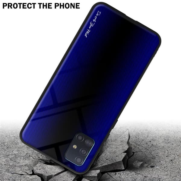 Deksel til Samsung Galaxy A51 4G / M40s Stripe optics Silikondeskel laget av TPU-silikon og bakside av herdet glass