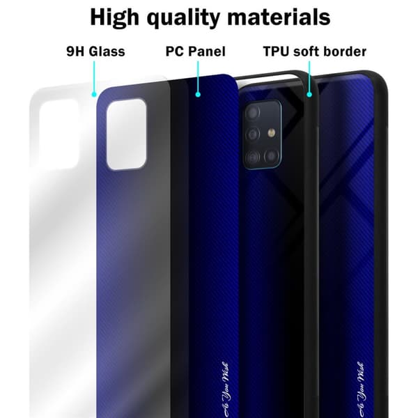 Deksel til Samsung Galaxy A51 4G / M40s Stripe optics Silikondeskel laget av TPU-silikon og bakside av herdet glass