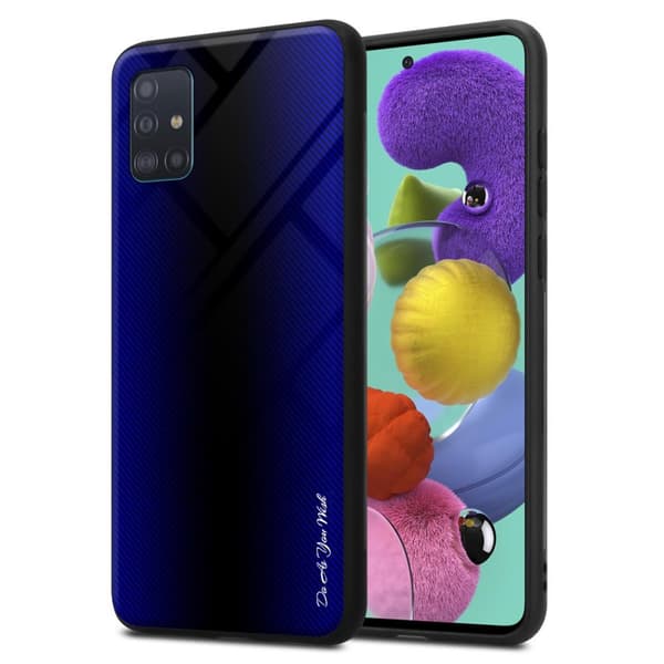 Deksel til Samsung Galaxy A51 4G / M40s Stripe optics Silikondeskel laget av TPU-silikon og bakside av herdet glass